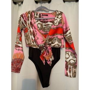 Nasty Gal Bandana Long Sleeved Bodysuit